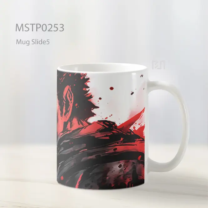 Berserk Guts Serius Putih Mug MSTP0253 - All-side / Desain