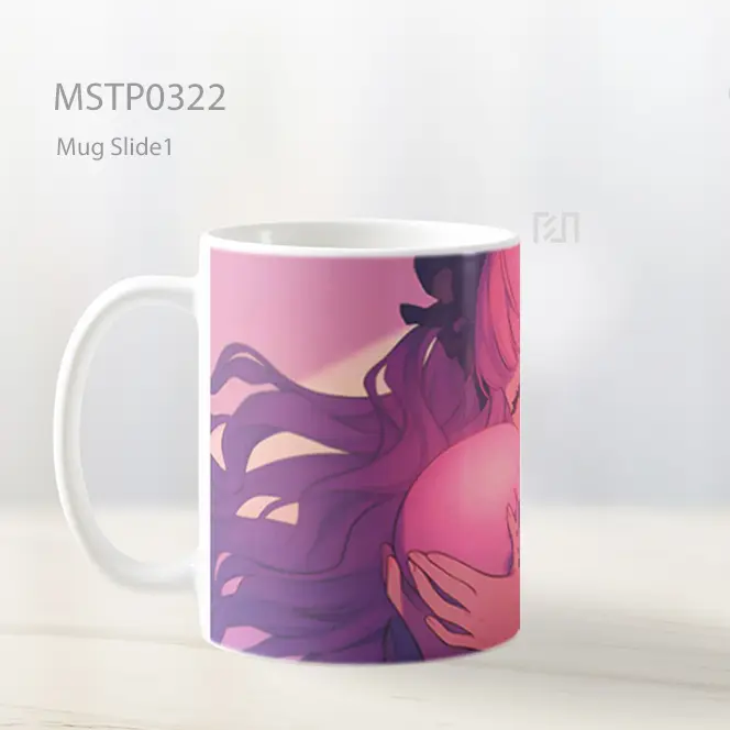 Calli Mori Senyum Tengkorak Merah Muda Mug MSTP0322 - All-side / Desain
