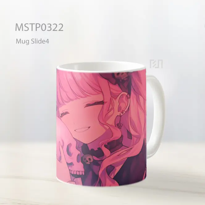 Calli Mori Senyum Tengkorak Merah Muda Mug MSTP0322