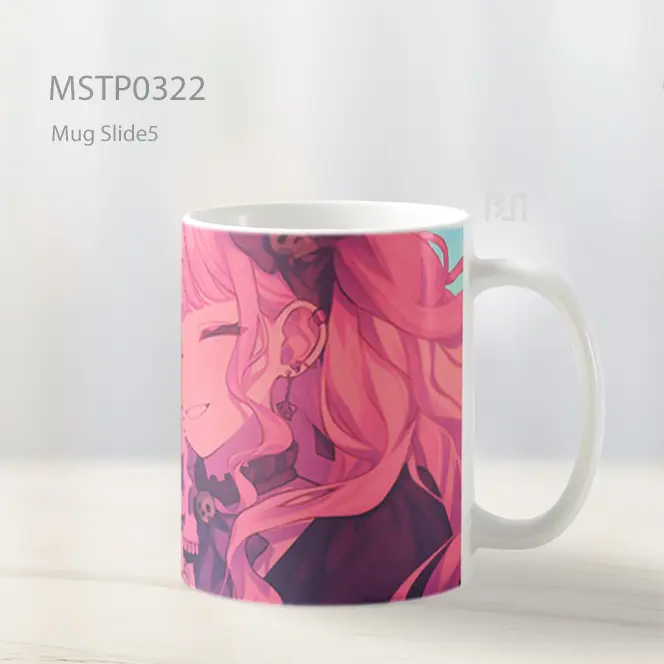 Calli Mori Senyum Tengkorak Merah Muda Mug MSTP0322 - All-side / Desain