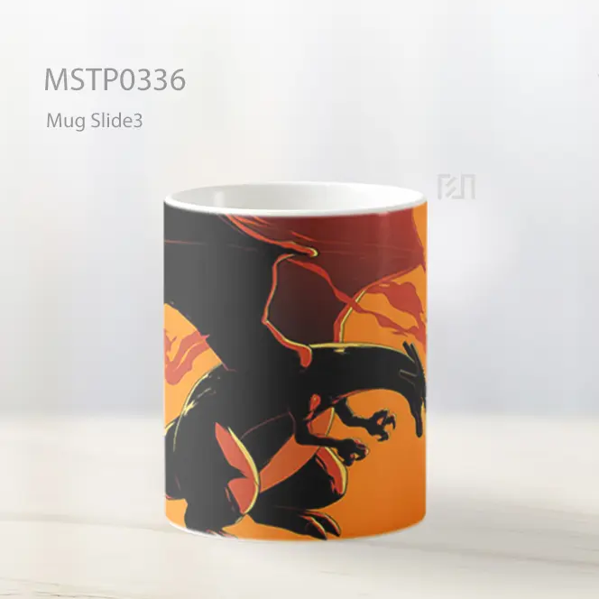 Charizard Api Dengan Latar Oranye Mug MSTP0336 - All-side / Desain