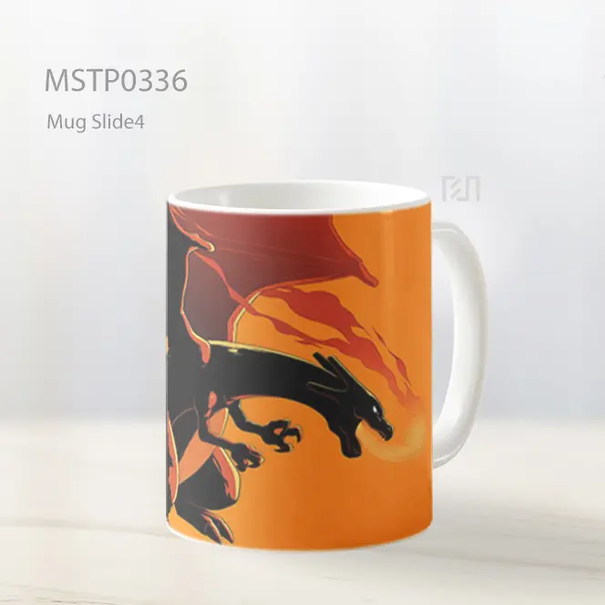 Charizard Api Dengan Latar Oranye Mug MSTP0336