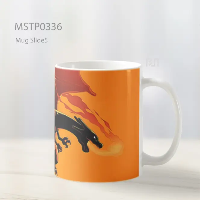 Charizard Api Dengan Latar Oranye Mug MSTP0336 - All-side / Desain