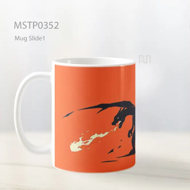Charizard Siluet Hitam Api Oranye Mug MSTP0352 - All-side / Desain