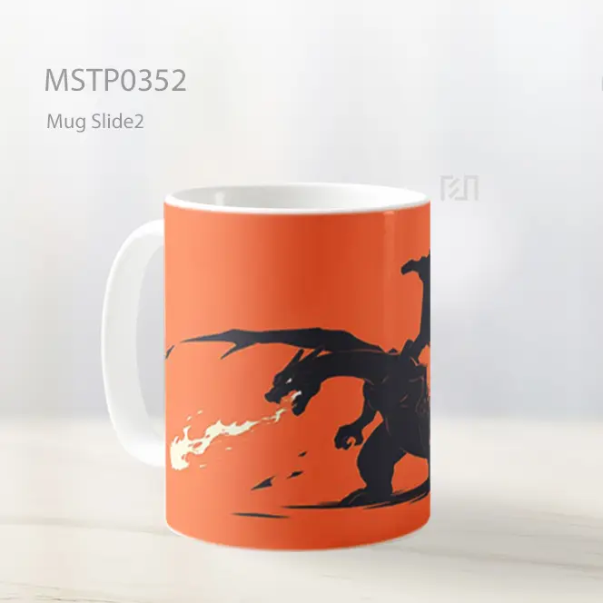 Charizard Siluet Hitam Api Oranye Mug MSTP0352 - All-side / Desain