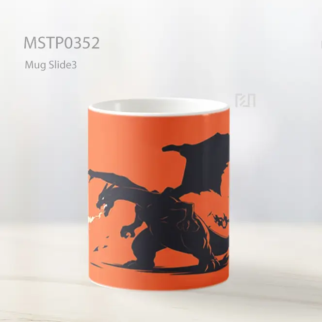Charizard Siluet Hitam Api Oranye Mug MSTP0352 - All-side / Desain