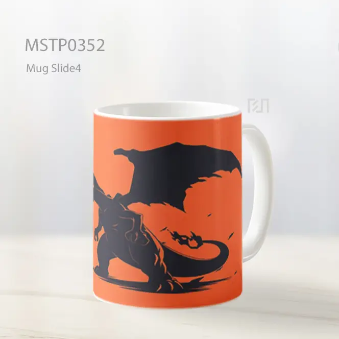 Charizard Siluet Hitam Api Oranye Mug MSTP0352