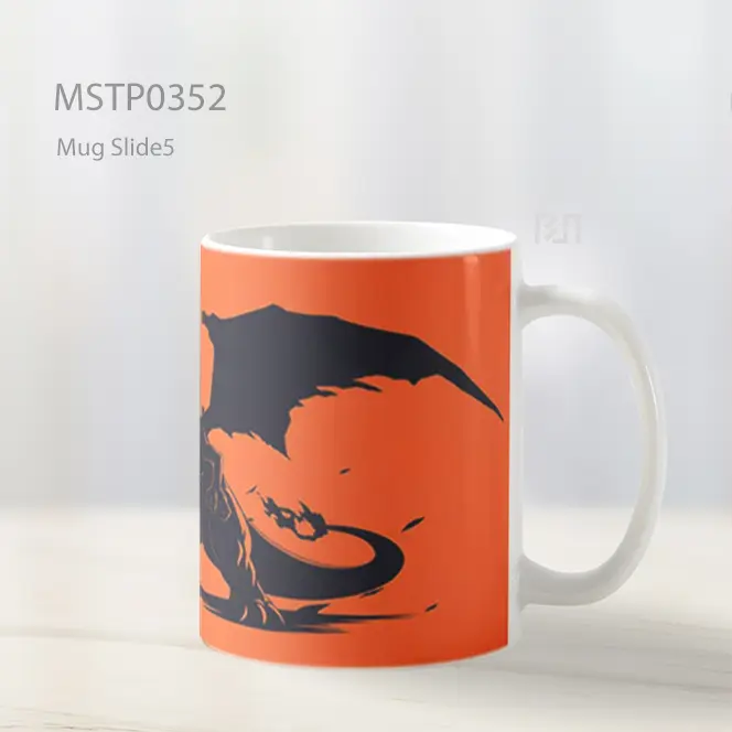 Charizard Siluet Hitam Api Oranye Mug MSTP0352 - All-side / Desain