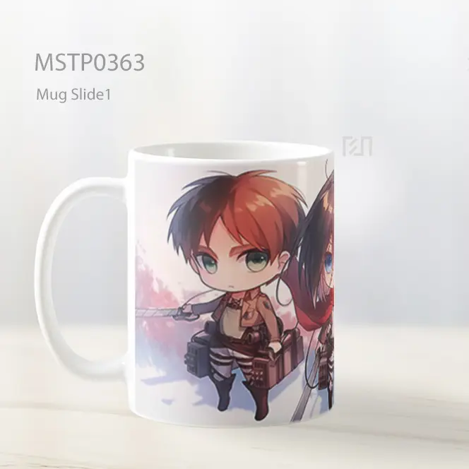 Chibi Eren Mikasa Armin Attack On Titan Mug MSTP0363 - All-side / Desain