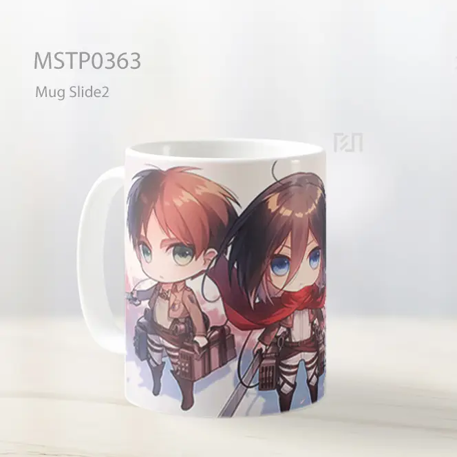 Chibi Eren Mikasa Armin Attack On Titan Mug MSTP0363 - All-side / Desain