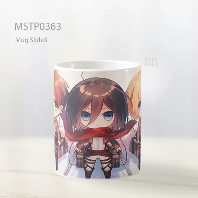 Chibi Eren Mikasa Armin Attack On Titan Mug MSTP0363 - All-side / Desain