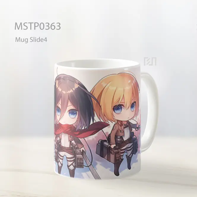 Chibi Eren Mikasa Armin Attack On Titan Mug MSTP0363