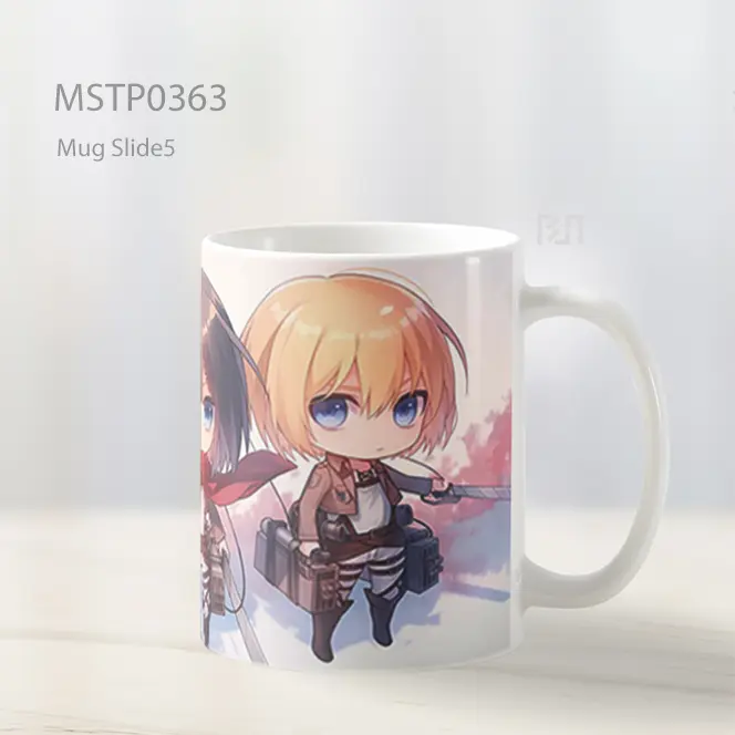 Chibi Eren Mikasa Armin Attack On Titan Mug MSTP0363 - All-side / Desain