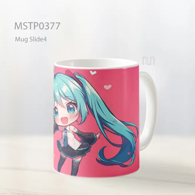 Chibi Hatsune Miku Pink Lucu Hati Mug MSTP0377