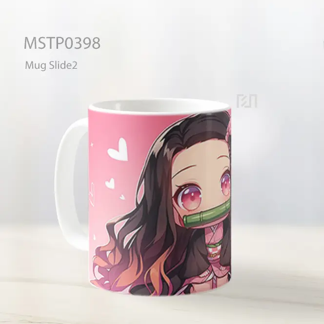 Chibi Nezuko Kamado Hati Pink Anime Mug MSTP0398 - All-side / Desain
