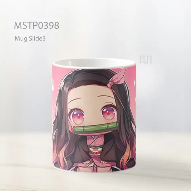 Chibi Nezuko Kamado Hati Pink Anime Mug MSTP0398 - All-side / Desain