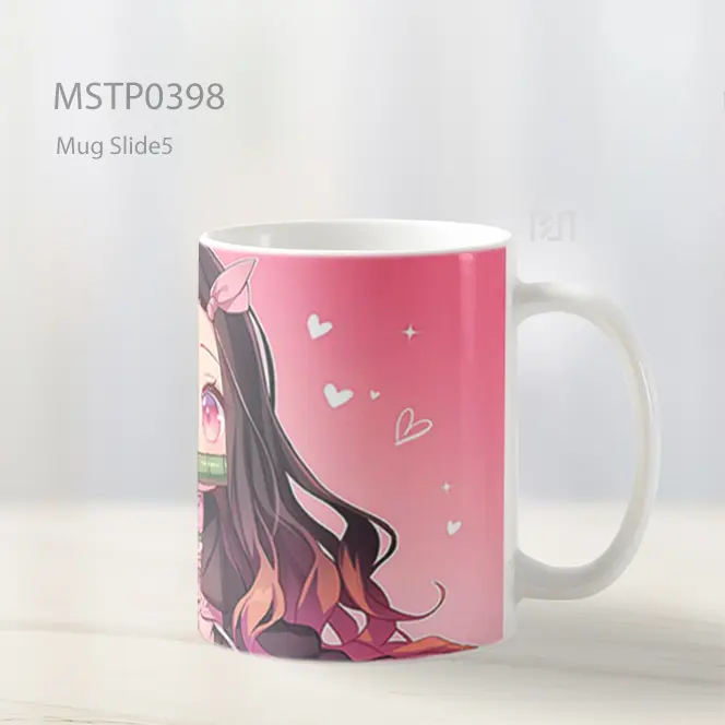 Chibi Nezuko Kamado Hati Pink Anime Mug MSTP0398 - All-side / Desain