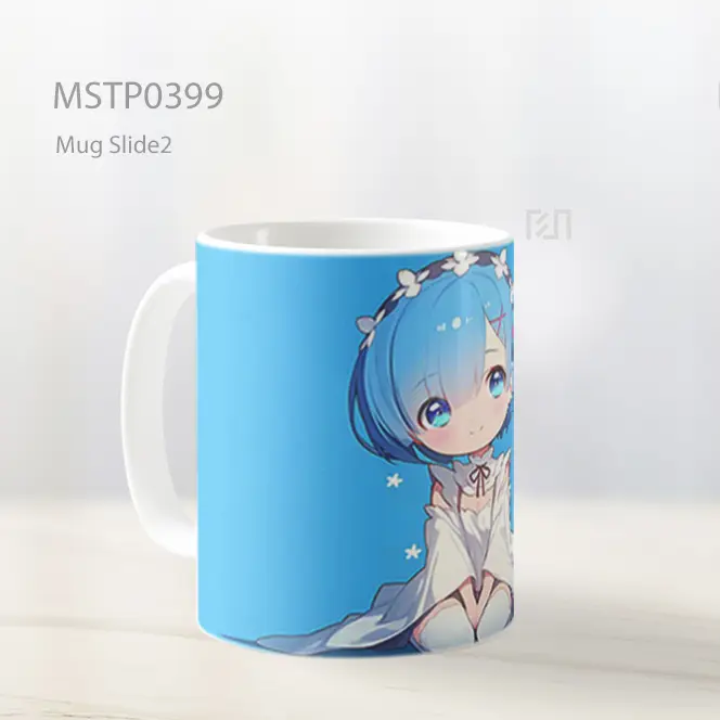 Chibi Rem Gaun Biru Duduk Mug MSTP0399 - All-side / Desain
