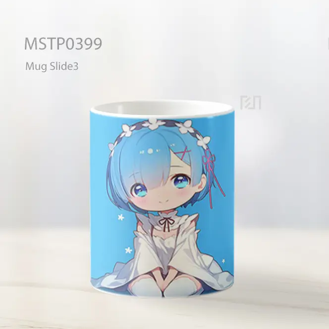 Chibi Rem Gaun Biru Duduk Mug MSTP0399 - All-side / Desain