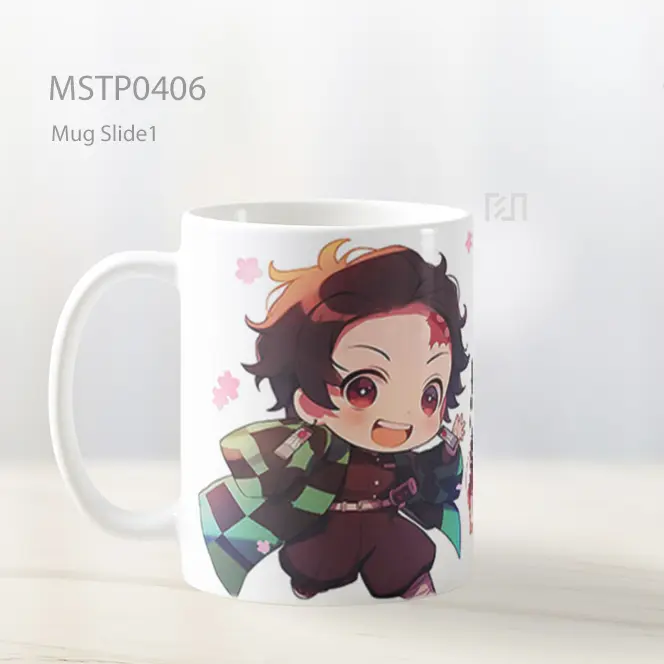 Chibi Tanjiro Dan Nezuko Latar Kelopak Pink Mug MSTP0406 - All-side / Desain
