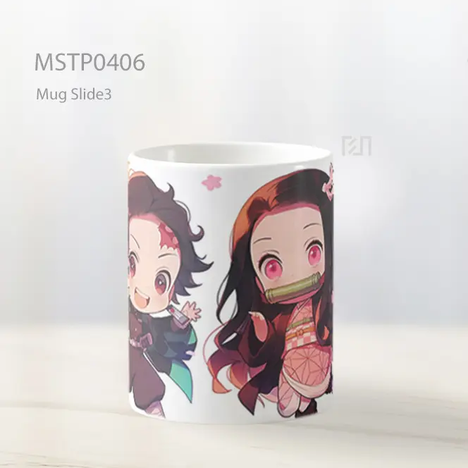 Chibi Tanjiro Dan Nezuko Latar Kelopak Pink Mug MSTP0406 - All-side / Desain