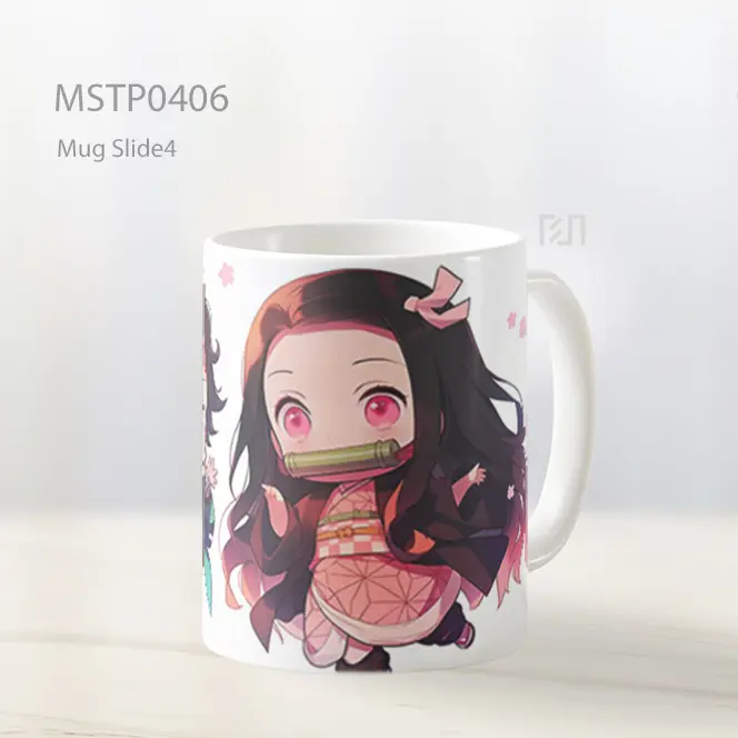 Chibi Tanjiro Dan Nezuko Latar Kelopak Pink Mug MSTP0406