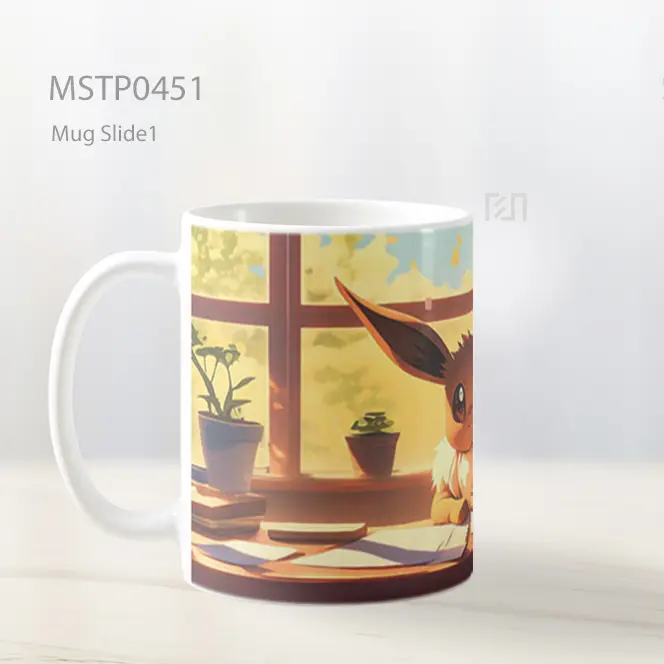 Cute Eevee Meja Belajar Gaya Seni Mug MSTP0451 - All-side / Desain