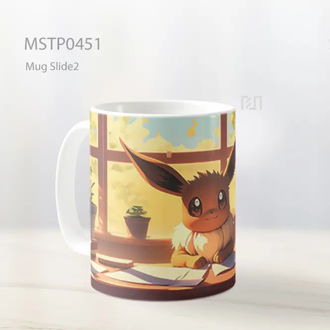 Cute Eevee Meja Belajar Gaya Seni Mug MSTP0451 - All-side / Desain