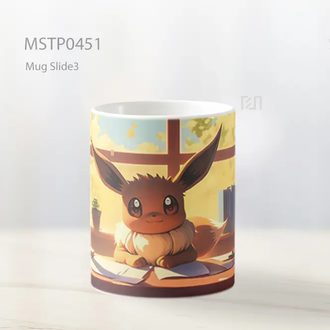 Cute Eevee Meja Belajar Gaya Seni Mug MSTP0451 - All-side / Desain