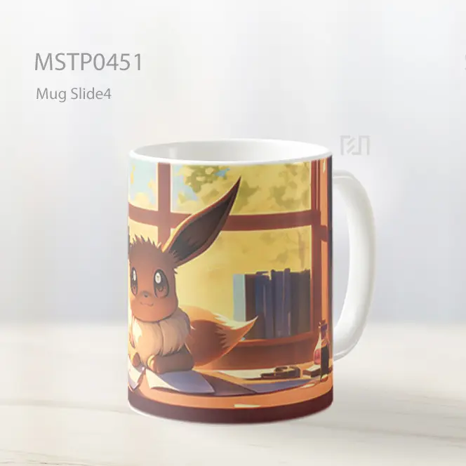 Cute Eevee Meja Belajar Gaya Seni Mug MSTP0451