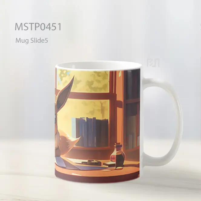 Cute Eevee Meja Belajar Gaya Seni Mug MSTP0451 - All-side / Desain