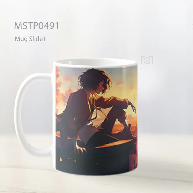 Dazai Osamu Bungou Stray Dogs Merenung Di Atap Mug MSTP0491 - All-side / Desain