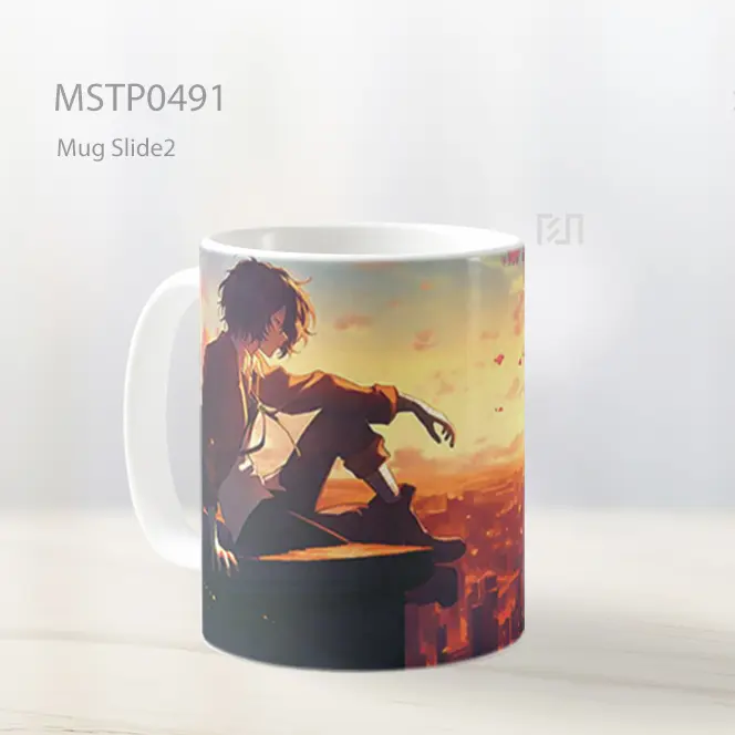 Dazai Osamu Bungou Stray Dogs Merenung Di Atap Mug MSTP0491 - All-side / Desain
