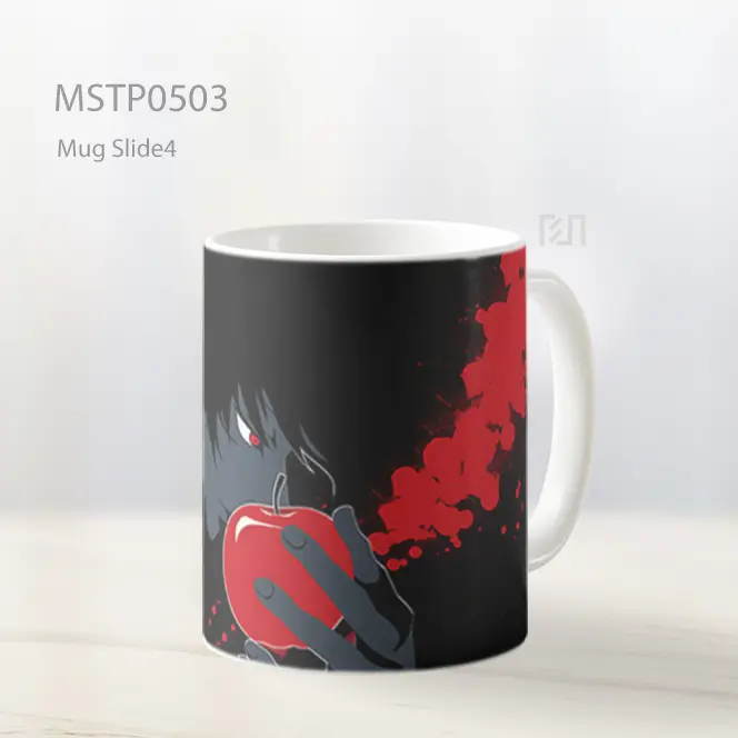 Death Note Light Dengan Apel Hitam Minimalis Mug MSTP0503
