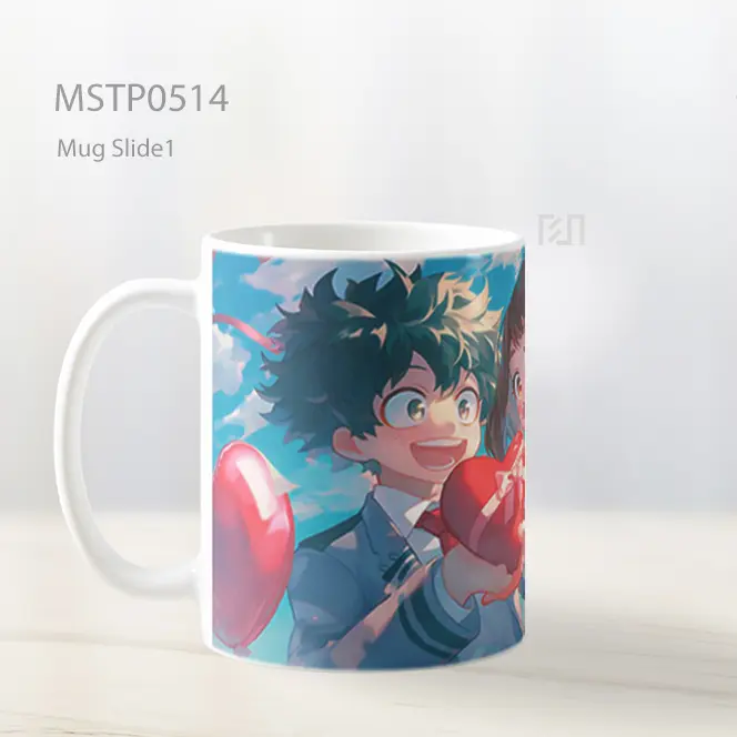 Deku And Uraraka Valentines Hati Romantis Mug MSTP0514 - All-side / Desain