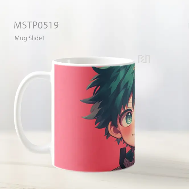 Deku Izuku Midoriya Latar Merah Muda Mug MSTP0519 - All-side / Desain
