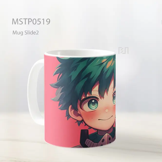 Deku Izuku Midoriya Latar Merah Muda Mug MSTP0519 - All-side / Desain