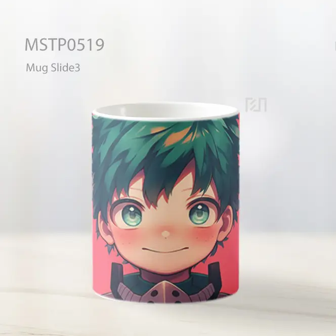 Deku Izuku Midoriya Latar Merah Muda Mug MSTP0519 - All-side / Desain