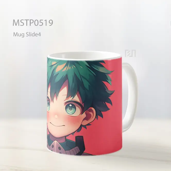 Deku Izuku Midoriya Latar Merah Muda Mug MSTP0519