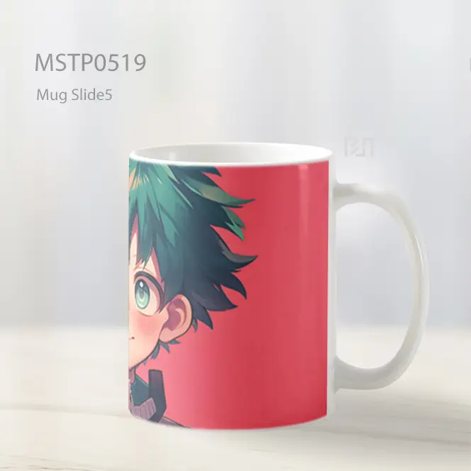 Deku Izuku Midoriya Latar Merah Muda Mug MSTP0519 - All-side / Desain