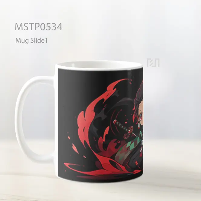 Demon Slayer Chibi Tanjiro Kamado Hitam Mug MSTP0534 - All-side / Desain