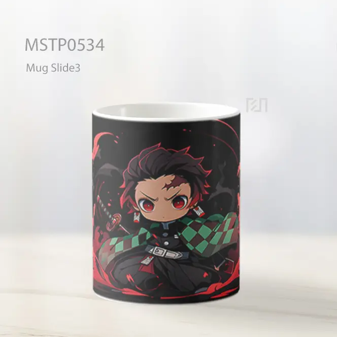 Demon Slayer Chibi Tanjiro Kamado Hitam Mug MSTP0534 - All-side / Desain