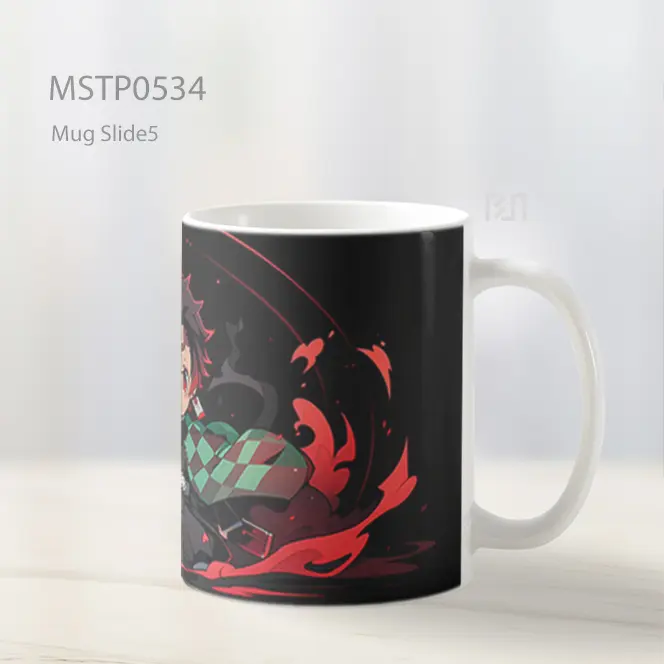 Demon Slayer Chibi Tanjiro Kamado Hitam Mug MSTP0534 - All-side / Desain