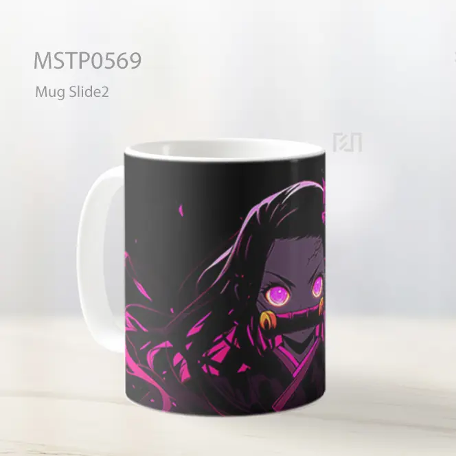 Demon Slayer Nezuko Hitam Pink Mug MSTP0569 - All-side / Desain