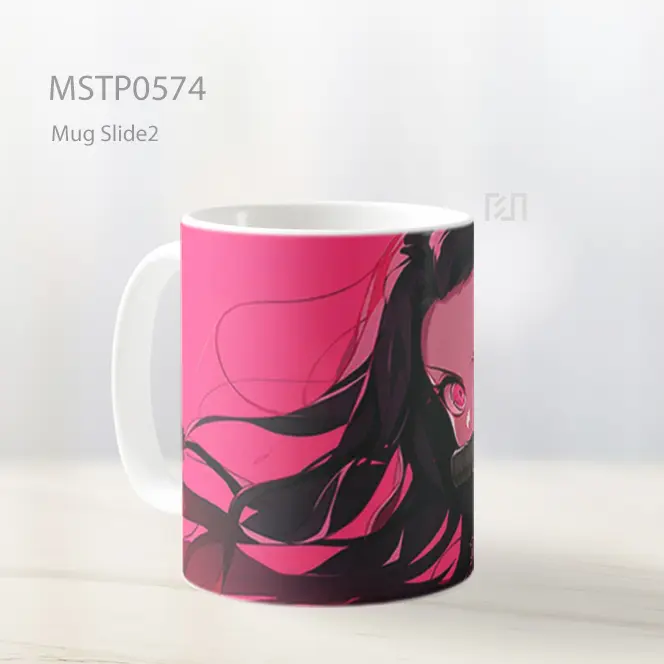 Demon Slayer Nezuko Mata Pink Mug MSTP0574 - All-side / Desain