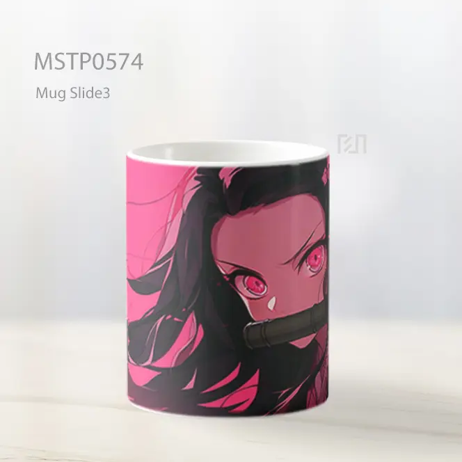 Demon Slayer Nezuko Mata Pink Mug MSTP0574 - All-side / Desain