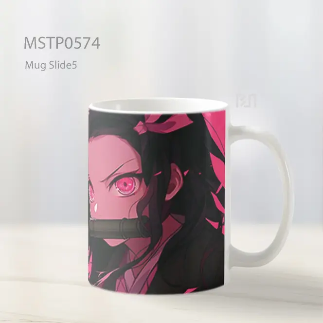 Demon Slayer Nezuko Mata Pink Mug MSTP0574 - All-side / Desain