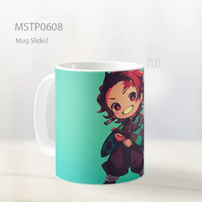 Demon Slayer Tanjiro Jubah Hijau Hitam Mug MSTP0608 - All-side / Desain