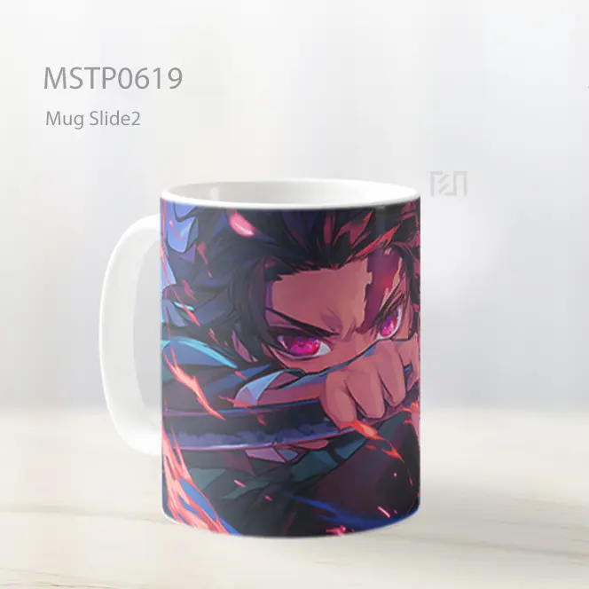 Demon Slayer Tanjiro Mengeluarkan Pedang Mug MSTP0619 - All-side / Desain