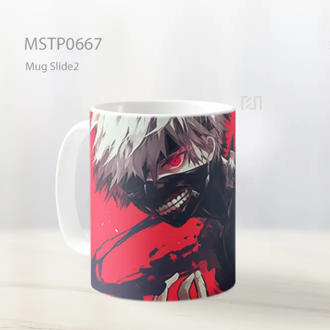 Ken Kaneki Topeng Ghoul Latar Merah Mug MSTP0667 - All-side / Desain